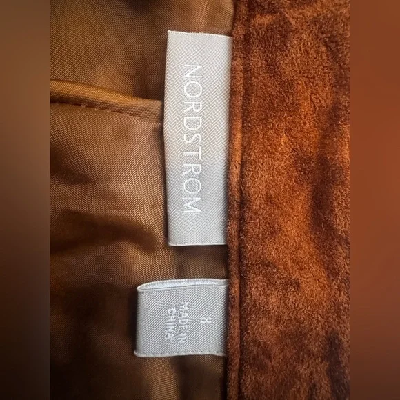 Nordstrom 100% Leather Cognac Pants | Size 8 - Picture 3 of 4